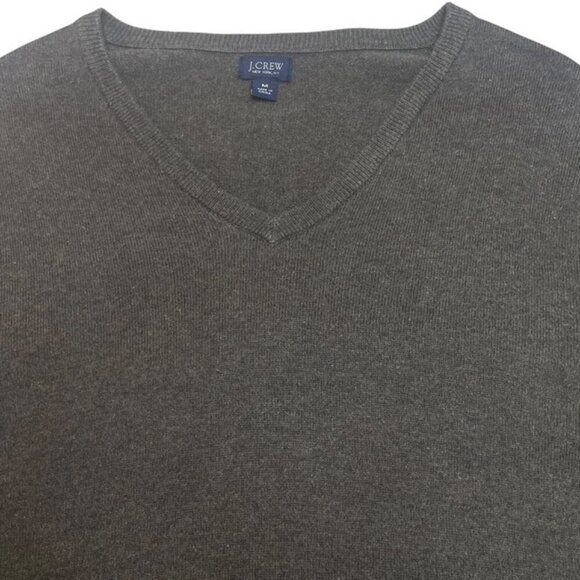 J. CREW Men's Olive Green Cotton-Cashmere V-Neck Sweater - Size Medium - Picture 4 of 8